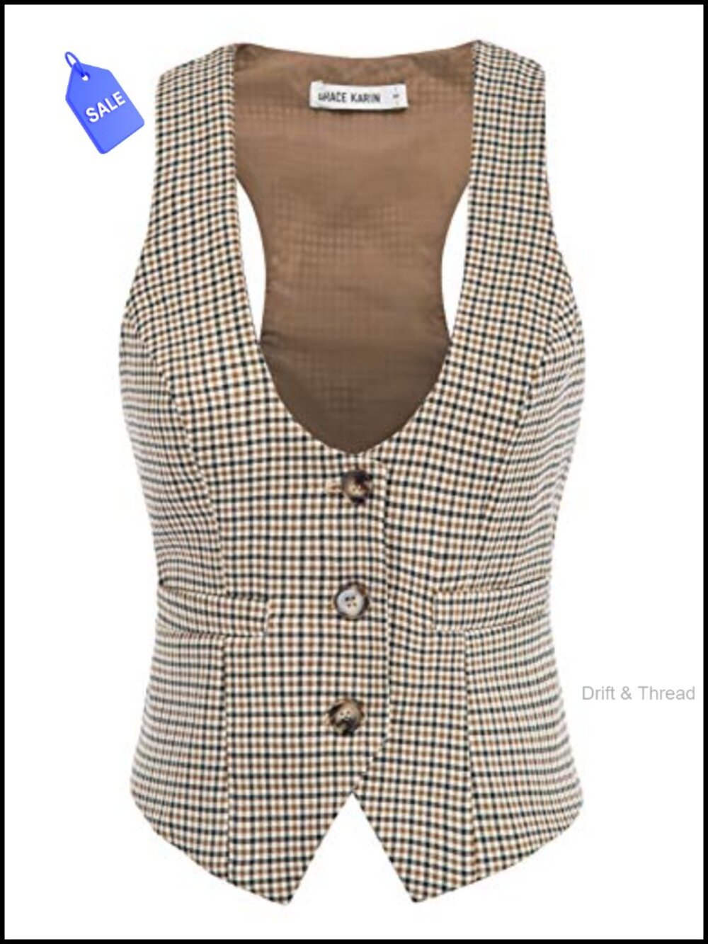 Women's Sleeveless Button-Up Suit Vest Waistcoat for Work Office